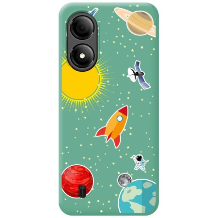 Funda Silicona Líquida Verde para Zte Blade A33s diseño Espacio Dibujos