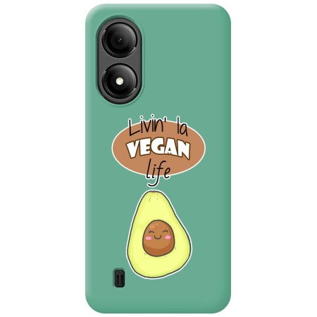 Funda Silicona Líquida Verde para Zte Blade A33s diseño Vegan Life Dibujos