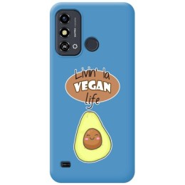 Funda Silicona Líquida Azul para Zte Blade A53 diseño Vegan Life Dibujos