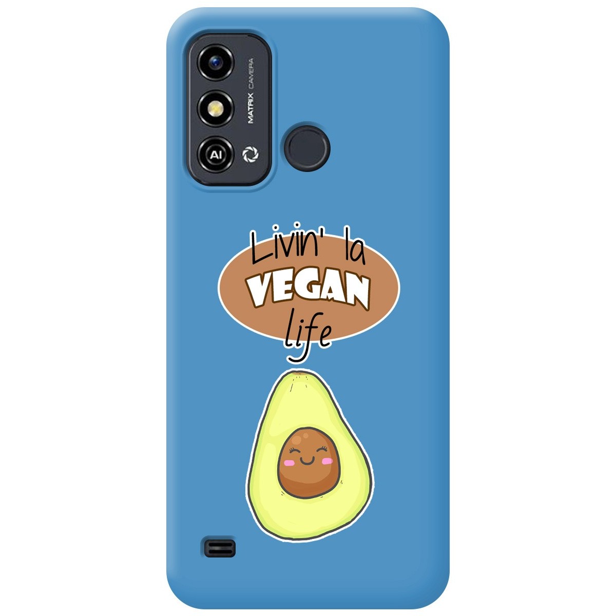 Funda Silicona Líquida Azul para Zte Blade A53 diseño Vegan Life Dibujos