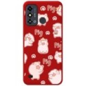 Funda Silicona Líquida Roja para Zte Blade A53 diseño Cerdos Dibujos