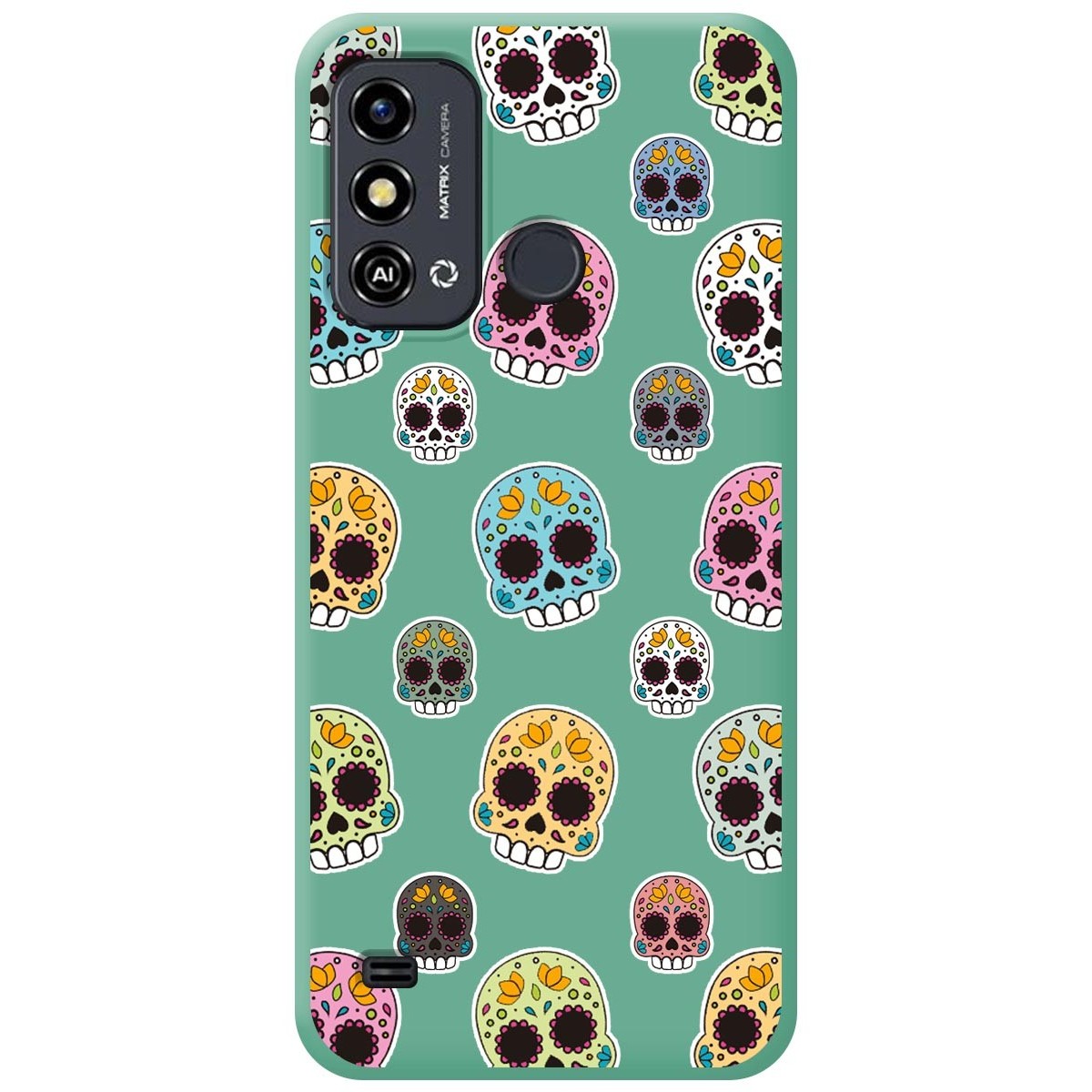 Funda Silicona Líquida Verde para Zte Blade A53 diseño Catrina Dibujos