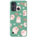 Funda Silicona Líquida Verde para Zte Blade A53 diseño Cerdos Dibujos