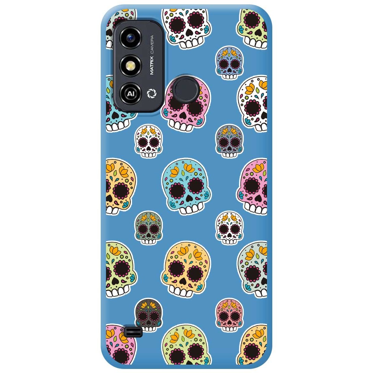 Funda Silicona Líquida Azul para Zte Blade A53 Plus diseño Catrina Dibujos