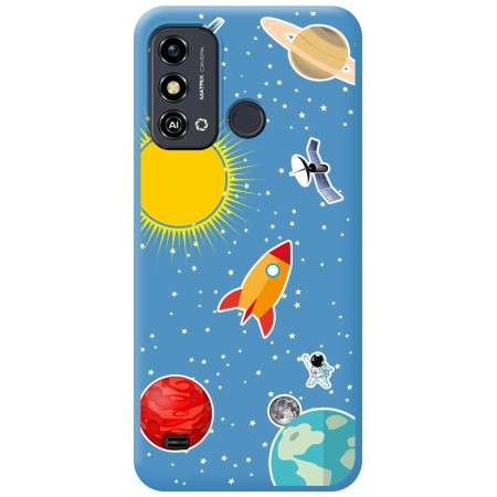 Funda Silicona Líquida Azul para Zte Blade A53 Plus diseño Espacio Dibujos