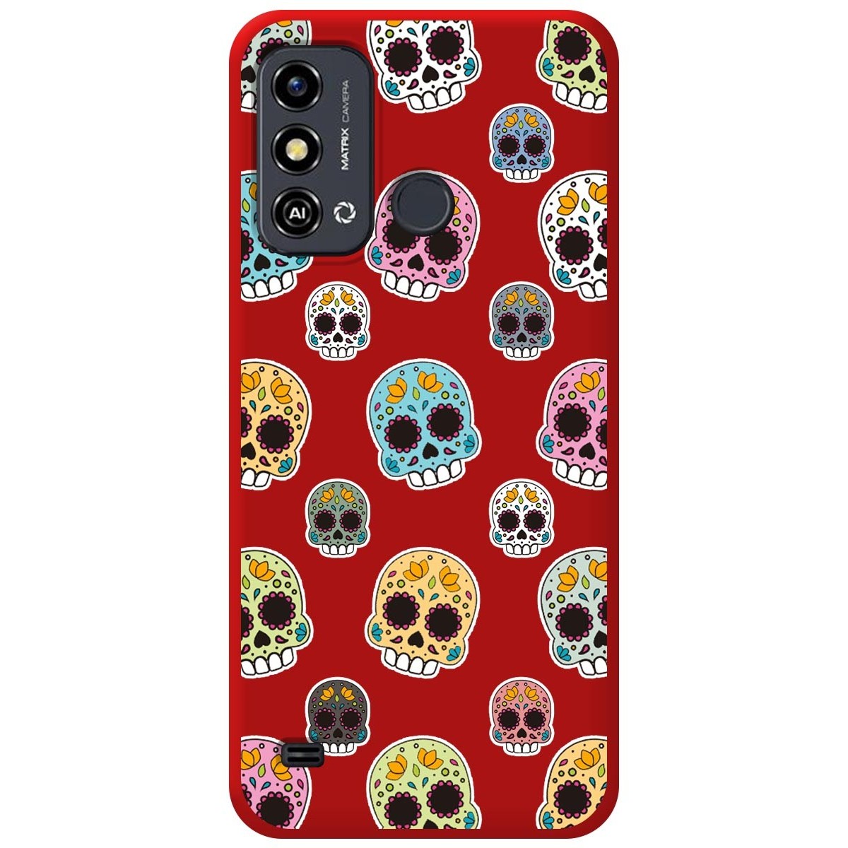 Funda Silicona Líquida Roja para Zte Blade A53 Plus diseño Catrina Dibujos