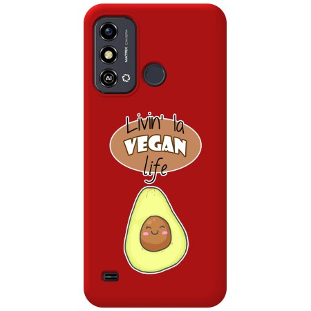 Funda Silicona Líquida Roja para Zte Blade A53 Plus diseño Vegan Life Dibujos