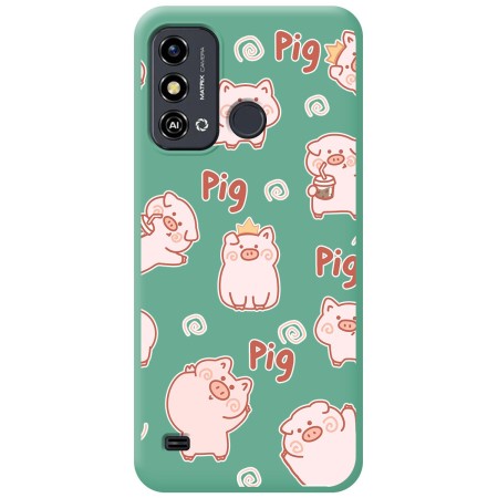 Funda Silicona Líquida Verde para Zte Blade A53 Plus diseño Cerdos Dibujos