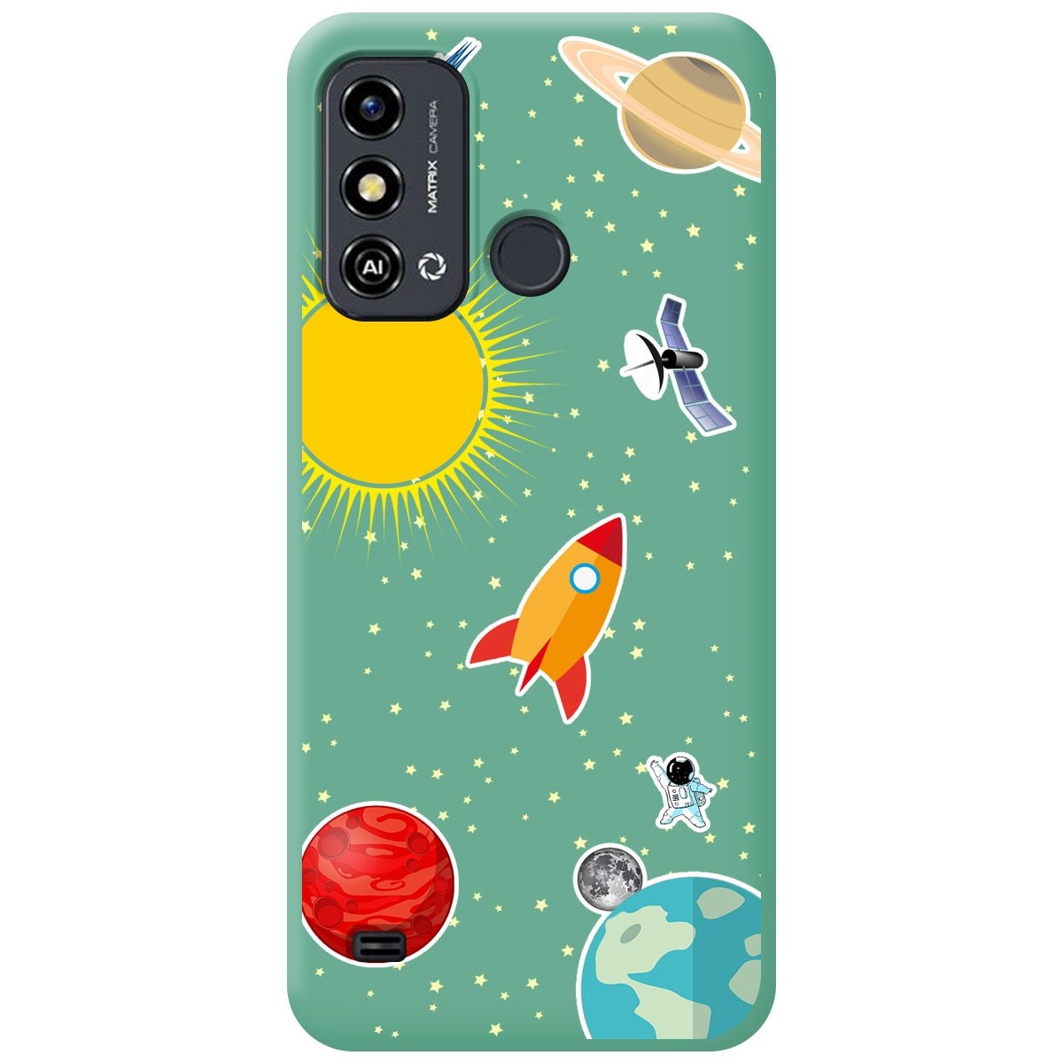 Funda Silicona Líquida Verde para Zte Blade A53 Plus diseño Espacio Dibujos