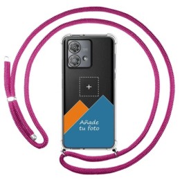Personaliza tu Funda Colgante Transparente para Motorola Edge 40 Neo 5G con Cordon Rosa Fucsia Dibujo Personalizada
