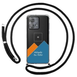 Personaliza tu Funda Colgante Transparente para Motorola Edge 40 Neo 5G con Cordon Negro Dibujo Personalizada