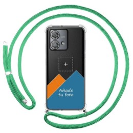 Personaliza tu Funda Colgante Transparente para Motorola Edge 40 Neo 5G con Cordon Verde Agua Dibujo Personalizada