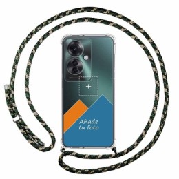 Personaliza tu Funda Colgante Transparente para Oppo Reno 11F 5G con Cordon Verde / Dorado Dibujo Personalizada