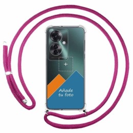 Personaliza tu Funda Colgante Transparente para Oppo Reno 11F 5G con Cordon Rosa Fucsia Dibujo Personalizada