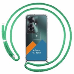 Personaliza tu Funda Colgante Transparente para Oppo Reno 11F 5G con Cordon Verde Agua Dibujo Personalizada