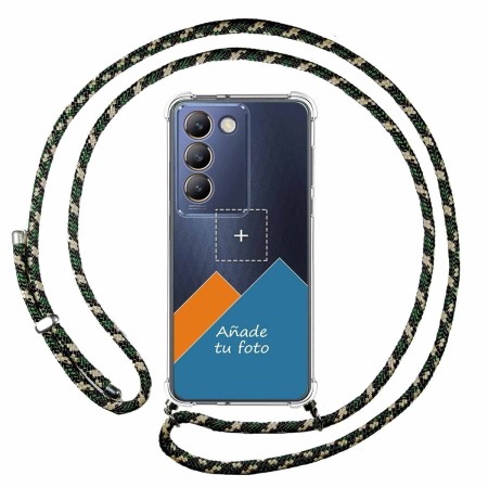 Personaliza tu Funda Colgante Transparente para Vivo V40 SE 5G con Cordon Verde / Dorado Dibujo Personalizada