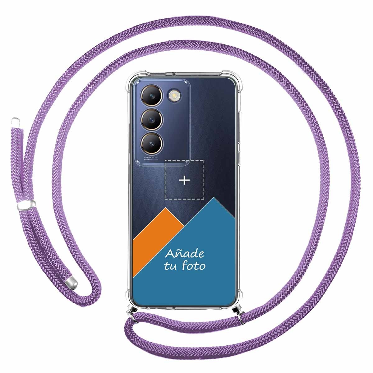 Personaliza tu Funda Colgante Transparente para Vivo V40 SE 5G con Cordon Morado Dibujo Personalizada