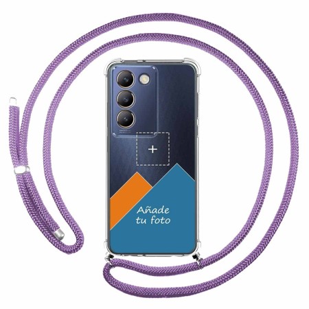 Personaliza tu Funda Colgante Transparente para Vivo V40 SE 5G con Cordon Morado Dibujo Personalizada