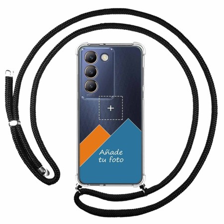 Personaliza tu Funda Colgante Transparente para Vivo V40 SE 5G con Cordon Negro Dibujo Personalizada