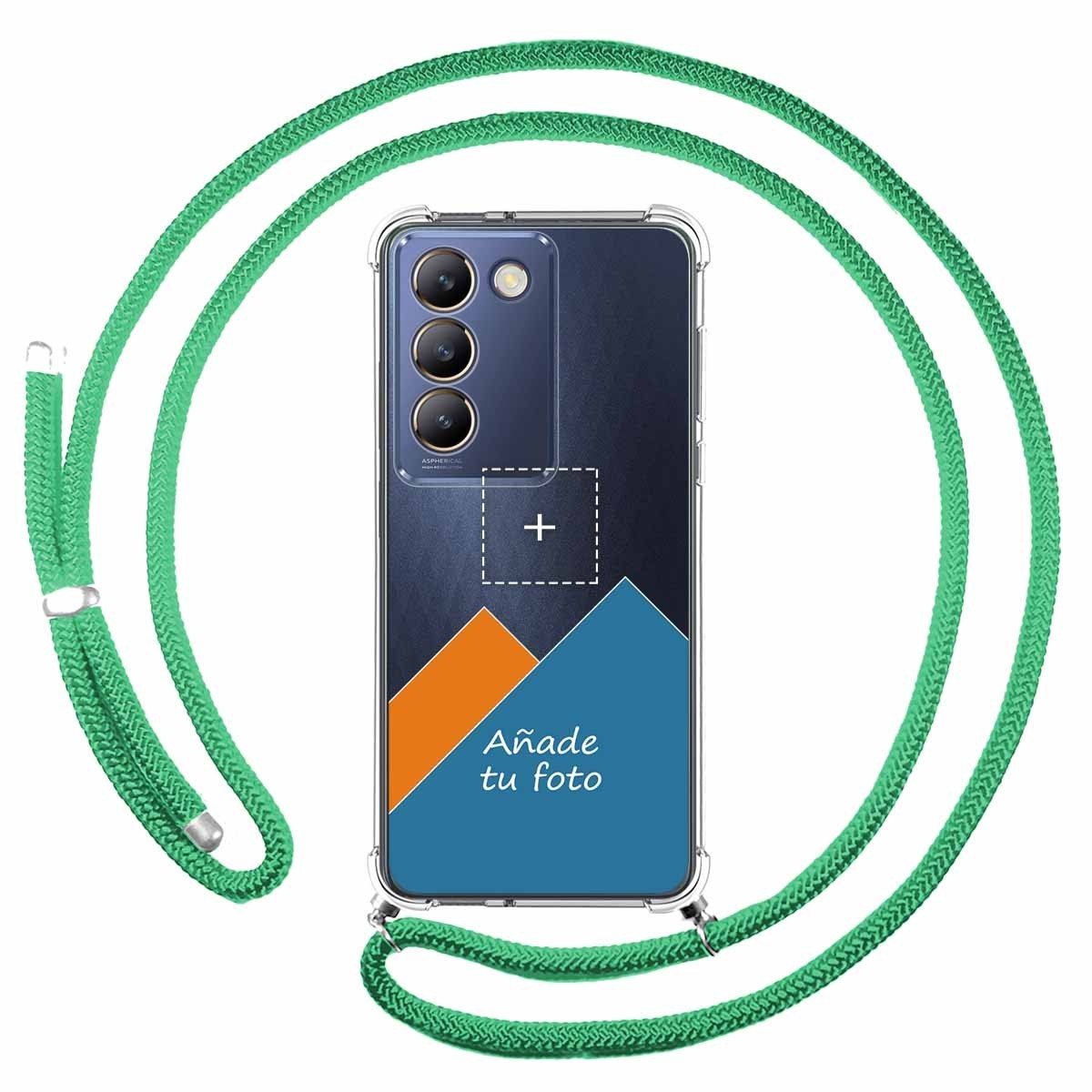 Personaliza tu Funda Colgante Transparente para Vivo V40 SE 5G con Cordon Verde Agua Dibujo Personalizada