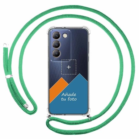 Personaliza tu Funda Colgante Transparente para Vivo V40 SE 5G con Cordon Verde Agua Dibujo Personalizada