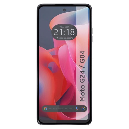 Protector Cristal Templado Completo 5D Full Glue Negro para Motorola Moto G04 / G24 Vidrio