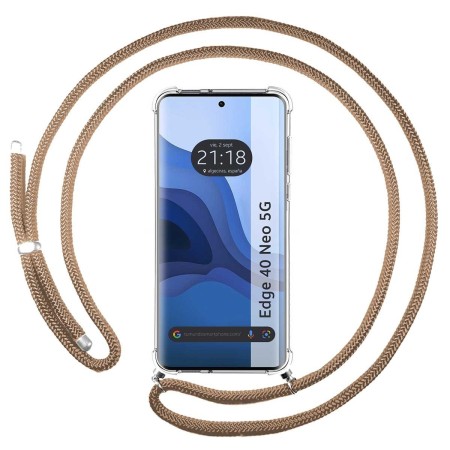 Funda Colgante Transparente para Motorola Edge 40 Neo 5G con Cordon Camel