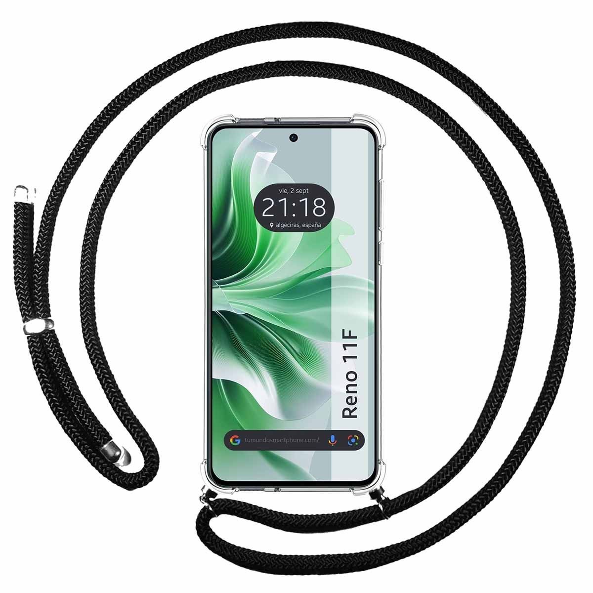 Funda Colgante Transparente para Oppo Reno 11F 5G con Cordon Negro