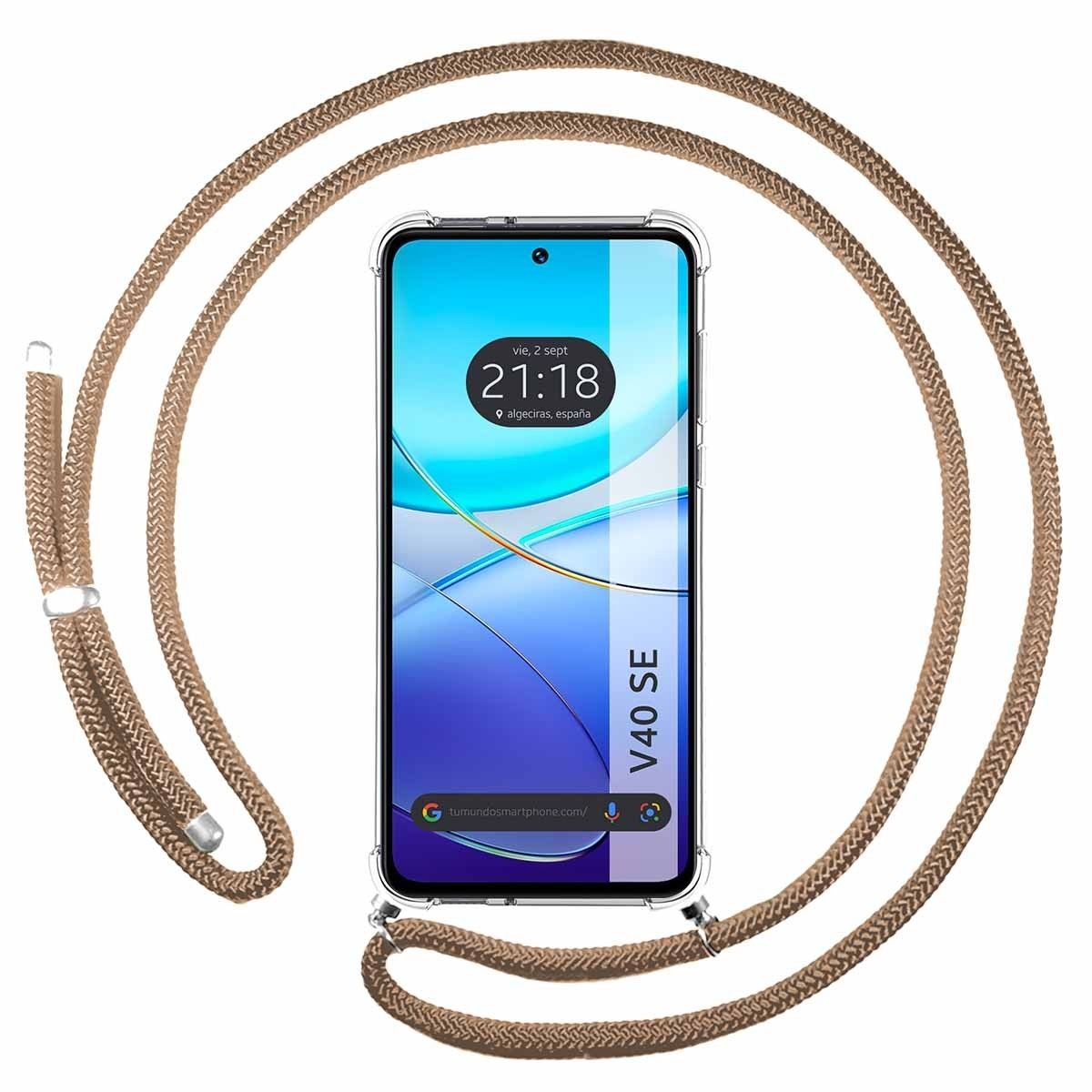 Funda Colgante Transparente para Vivo V40 SE 5G con Cordon Camel