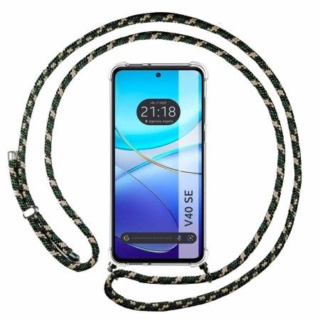 Funda Colgante Transparente para Vivo V40 SE 5G con Cordon Verde / Dorado