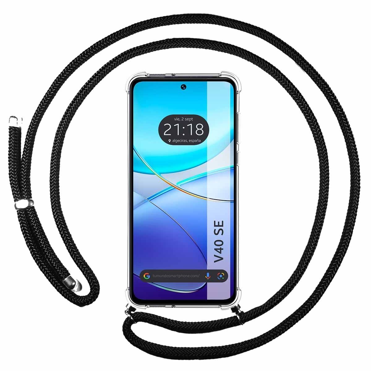 Funda Colgante Transparente para Vivo V40 SE 5G con Cordon Negro