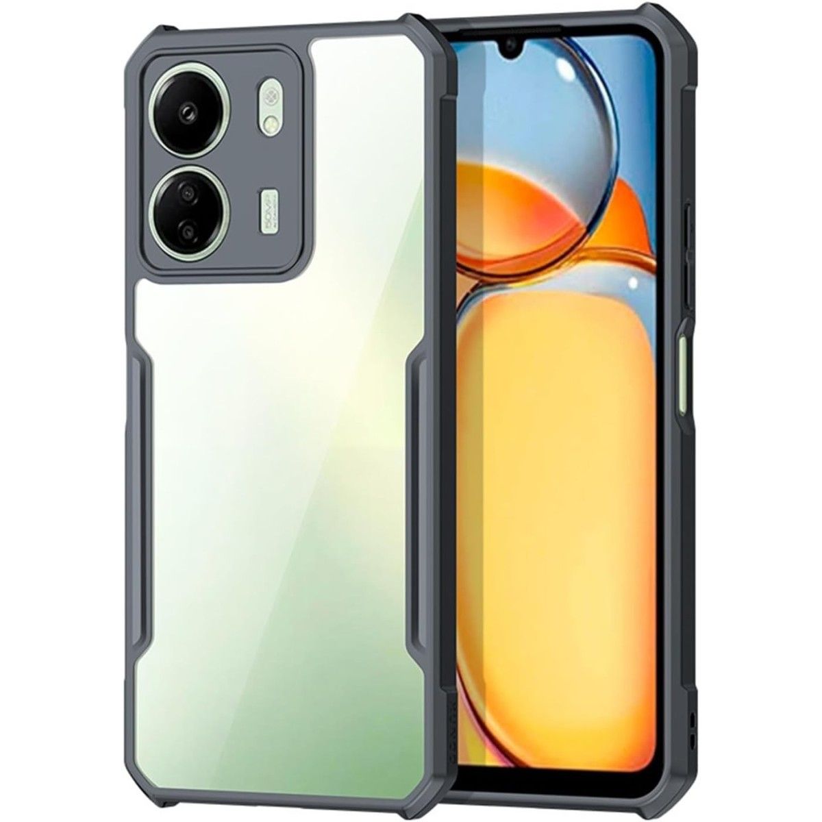 Funda Transparente Reforzada con Borde Negro para Xiaomi Poco C65