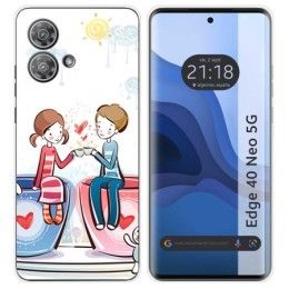 Funda Silicona para Motorola Edge 40 Neo 5G diseño Café Dibujos