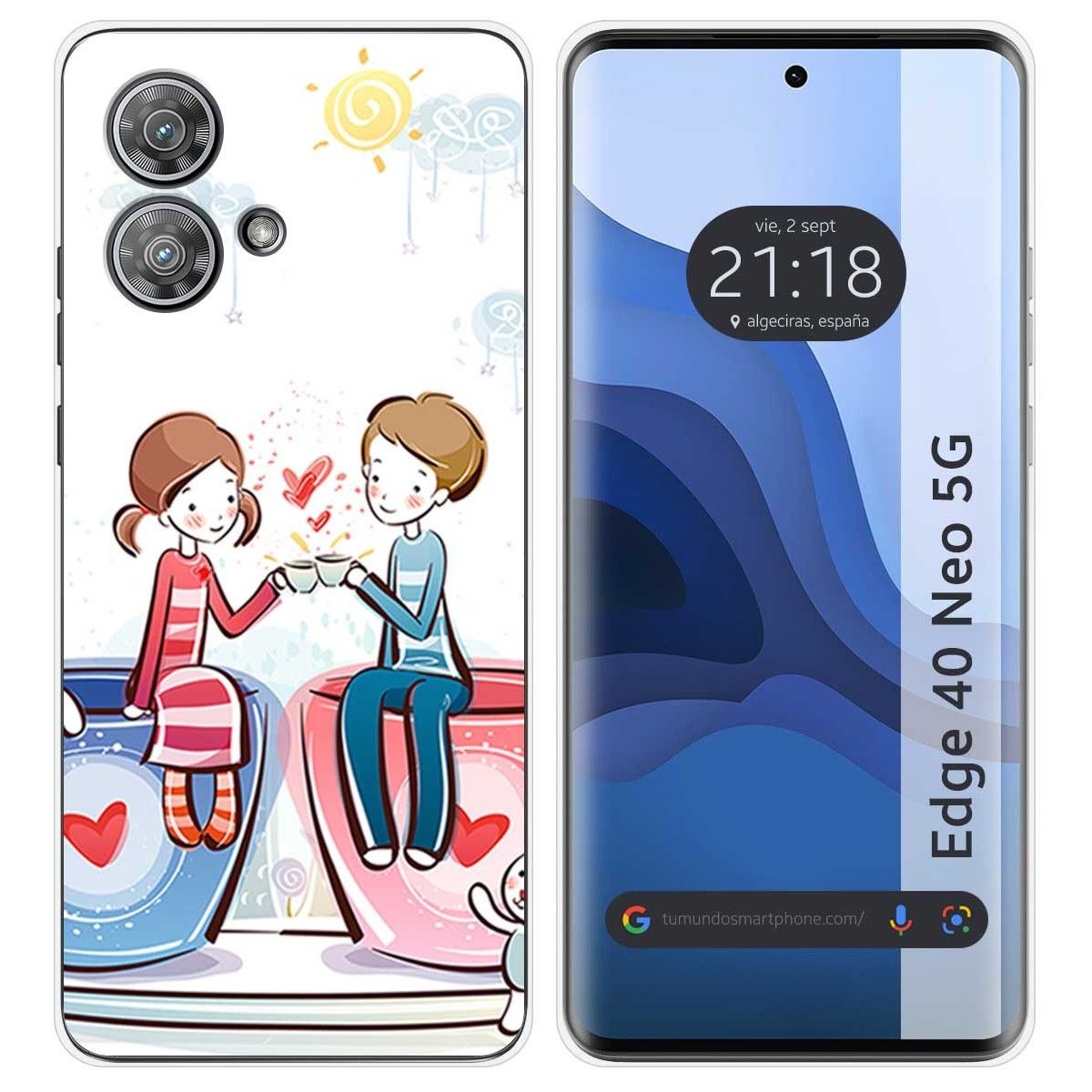 Funda Silicona para Motorola Edge 40 Neo 5G diseño Café Dibujos