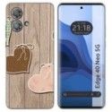 Funda Silicona para Motorola Edge 40 Neo 5G diseño Corazones Madera Dibujos