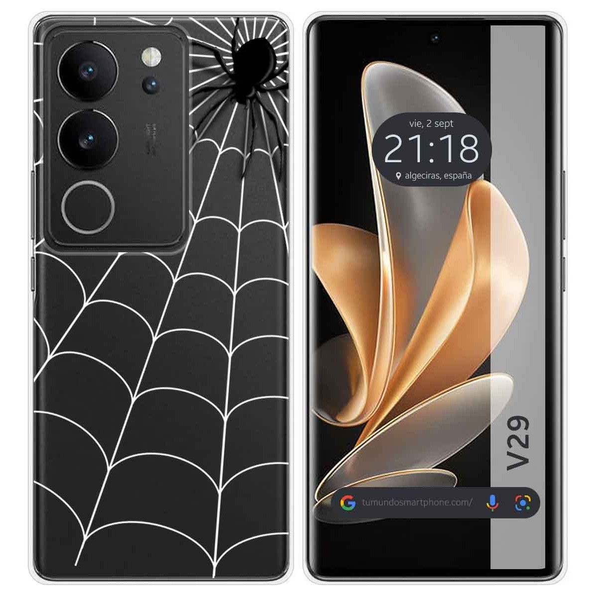 Funda Silicona Transparente para Vivo V29 5G diseño Araña Dibujos