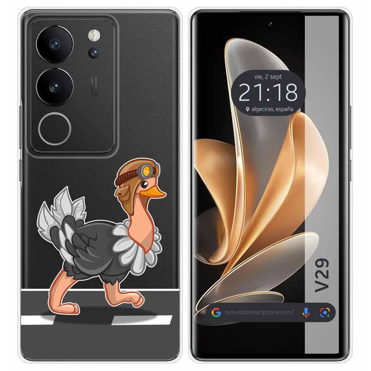 Funda Silicona Transparente para Vivo V29 5G diseño Avestruz Dibujos