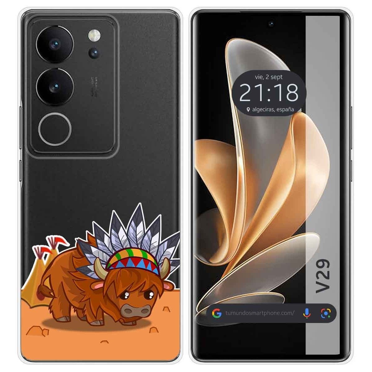 Funda Silicona Transparente para Vivo V29 5G diseño Bufalo Dibujos