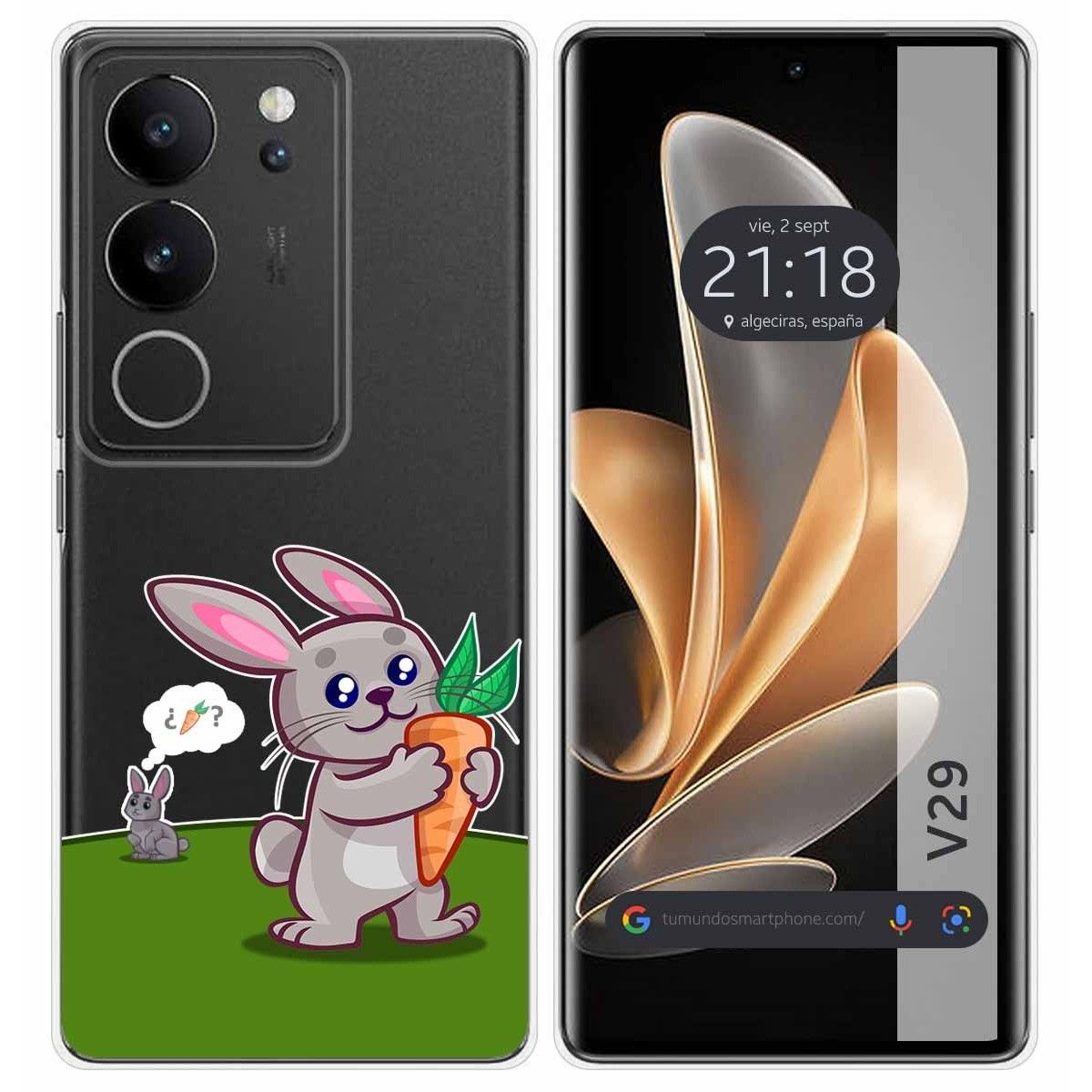 Funda Silicona Transparente para Vivo V29 5G diseño Conejo Dibujos