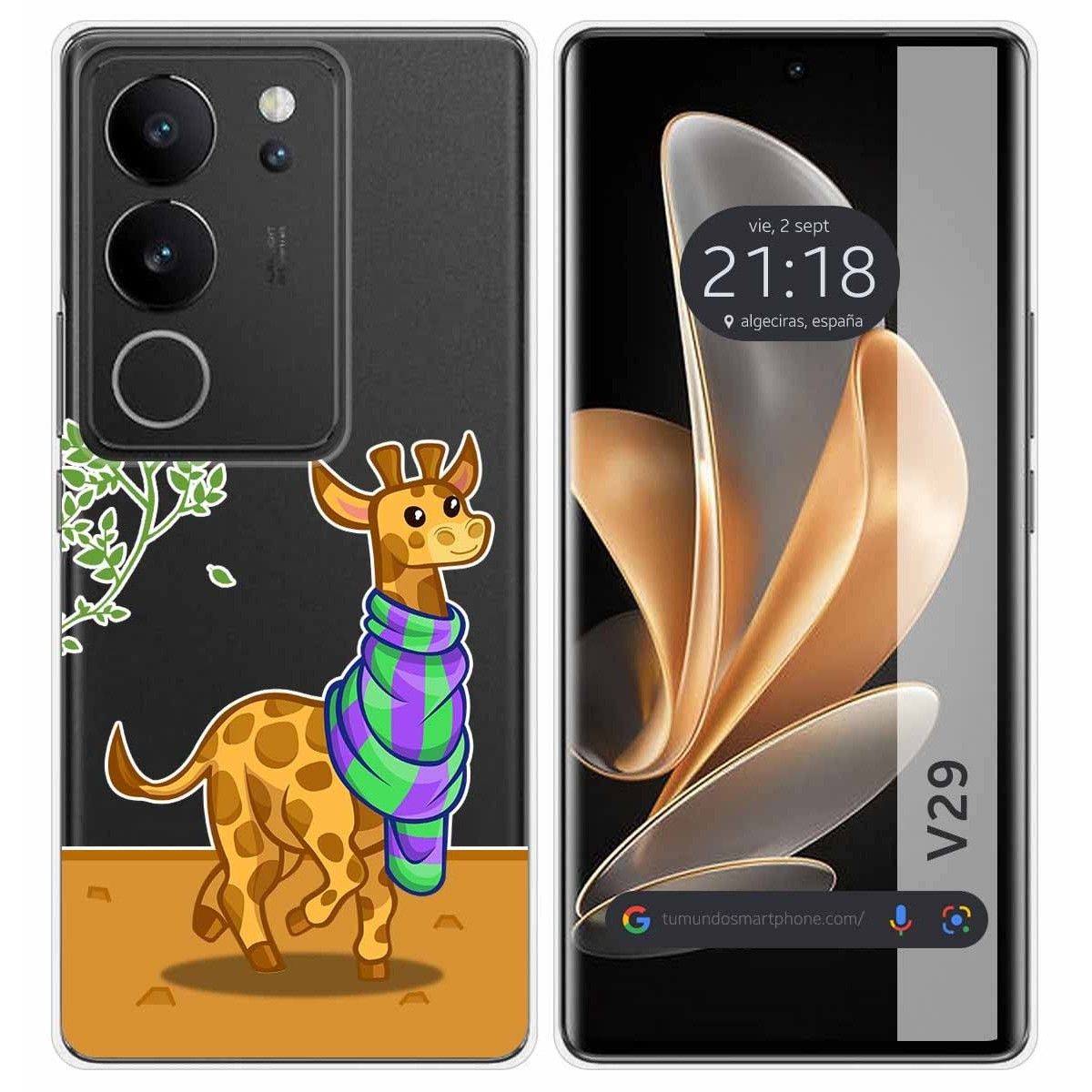 Funda Silicona Transparente para Vivo V29 5G diseño Jirafa Dibujos