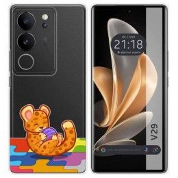 Funda Silicona Transparente para Vivo V29 5G diseño Leopardo Dibujos