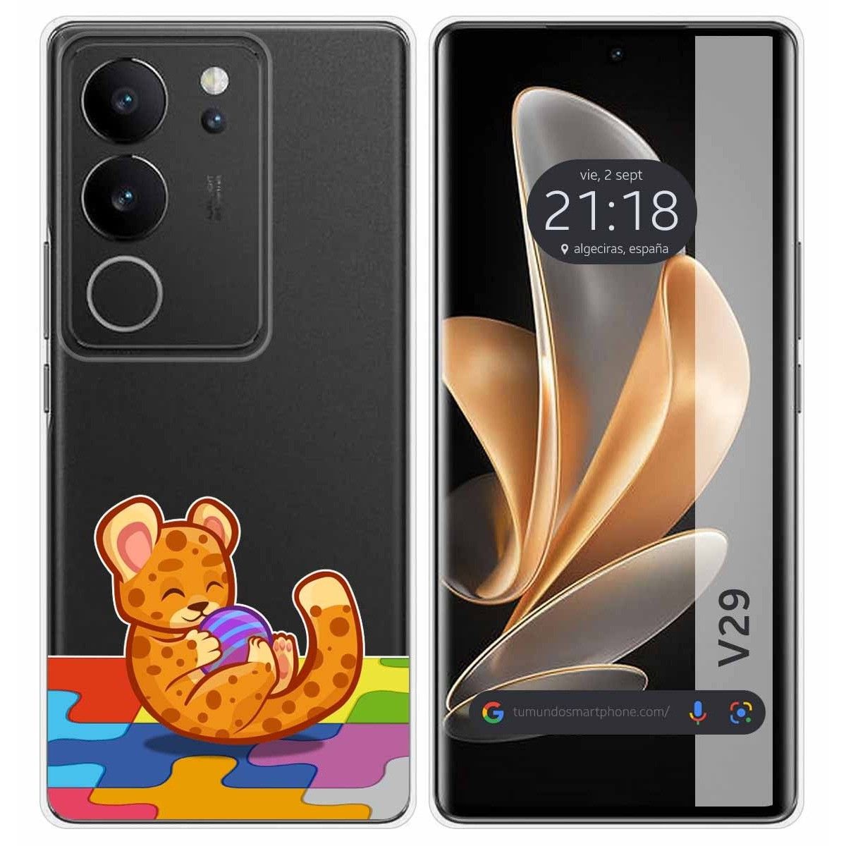 Funda Silicona Transparente para Vivo V29 5G diseño Leopardo Dibujos