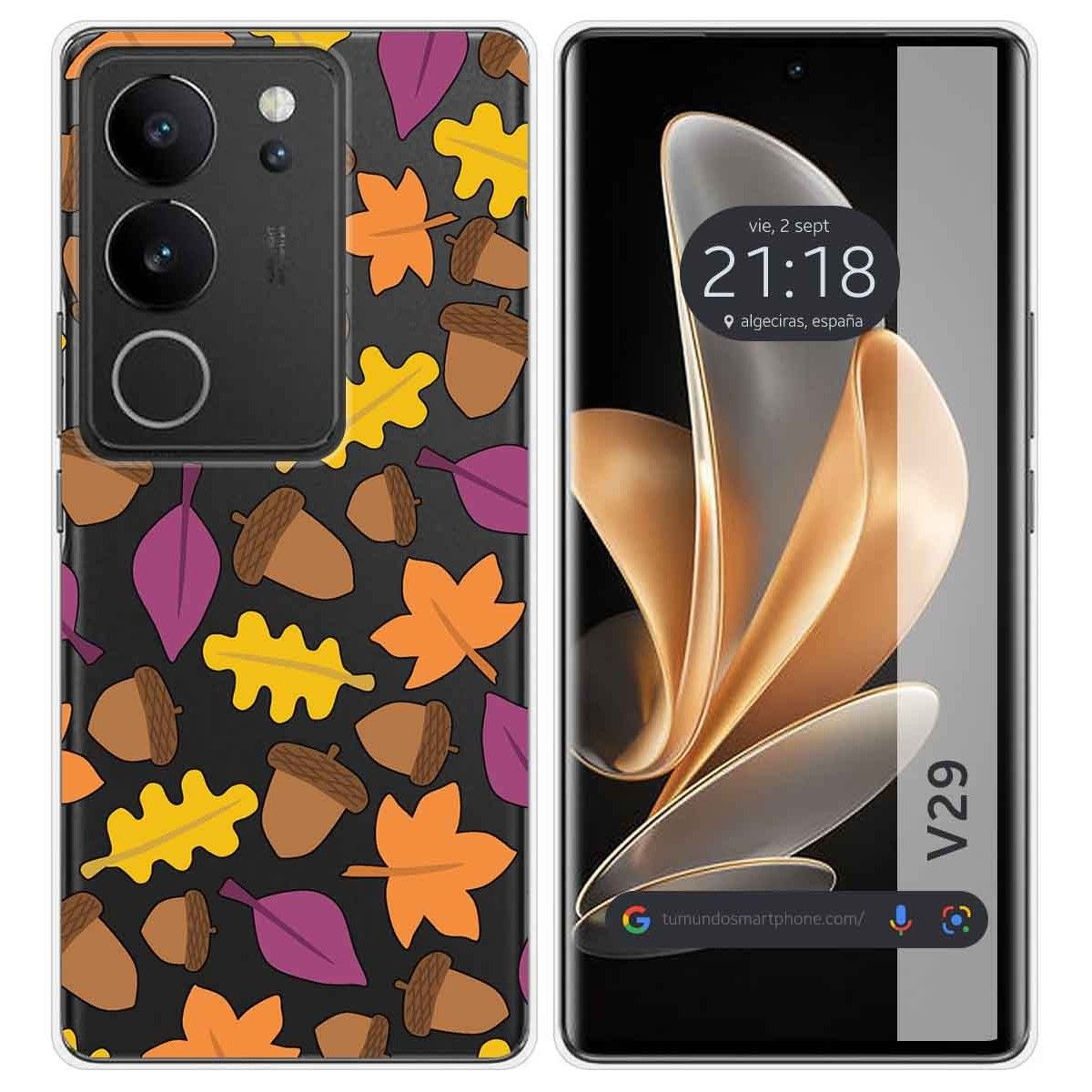 Funda Silicona Transparente para Vivo V29 5G diseño Otoño Dibujos