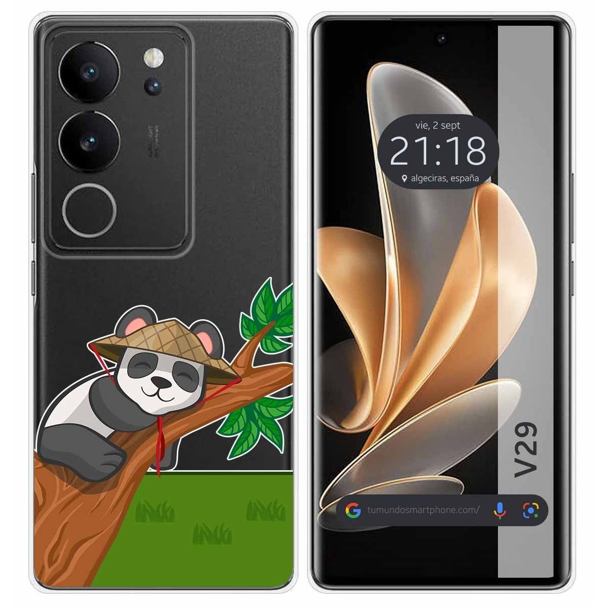 Funda Silicona Transparente para Vivo V29 5G diseño Panda Dibujos