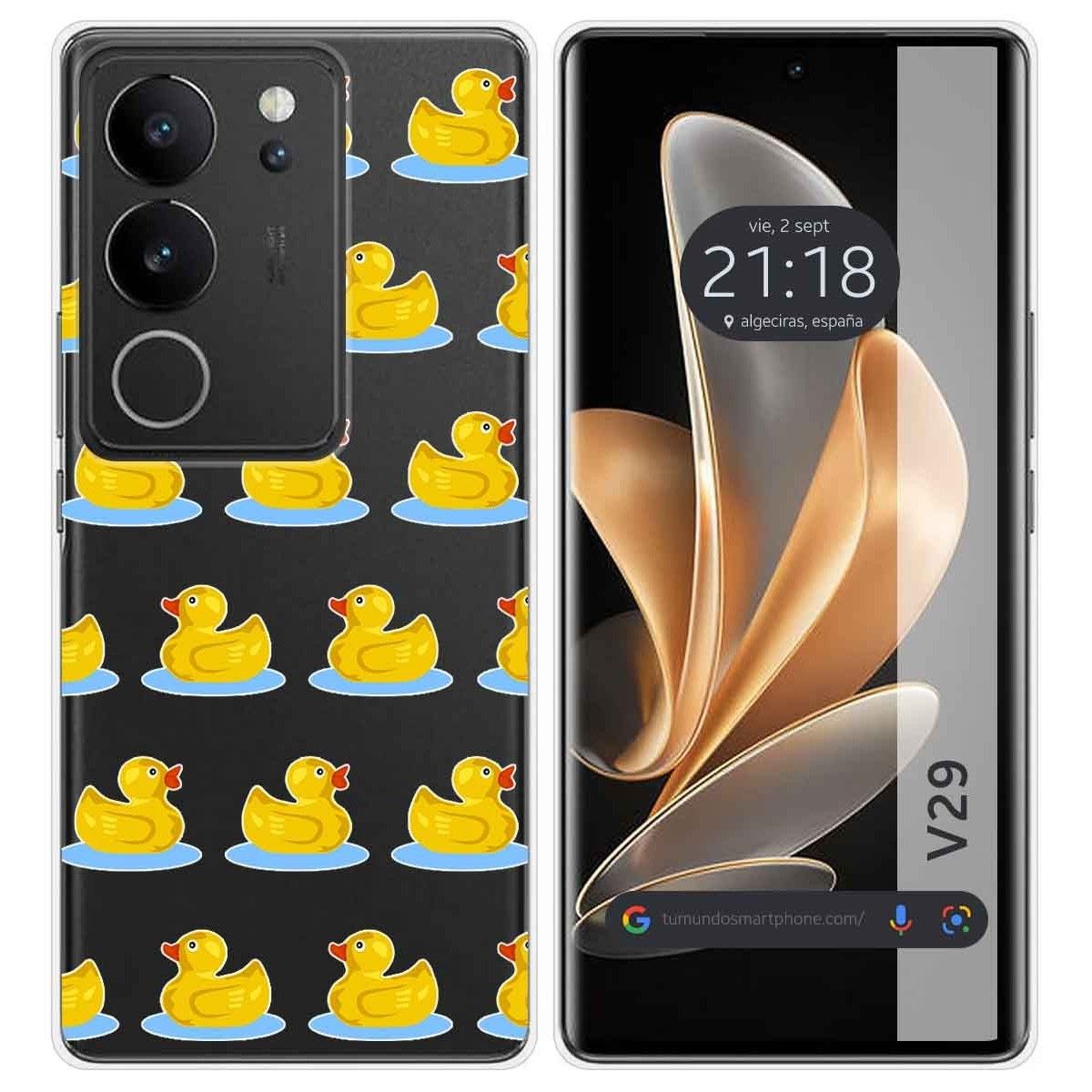Funda Silicona Transparente para Vivo V29 5G diseño Pato Dibujos