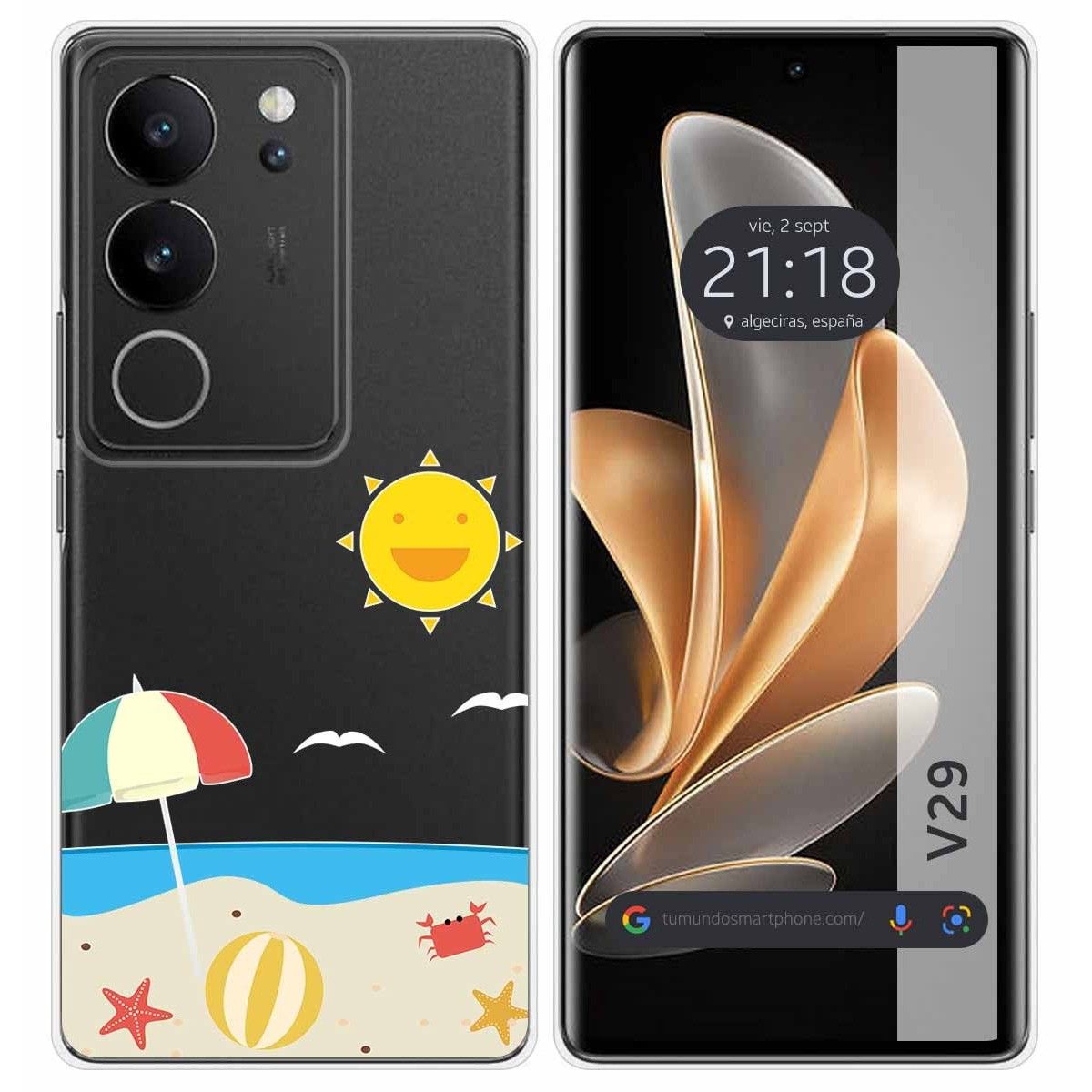 Funda Silicona Transparente para Vivo V29 5G diseño Playa Dibujos