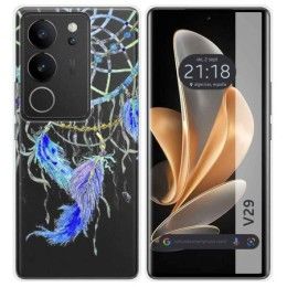 Funda Silicona Transparente para Vivo V29 5G diseño Plumas Dibujos