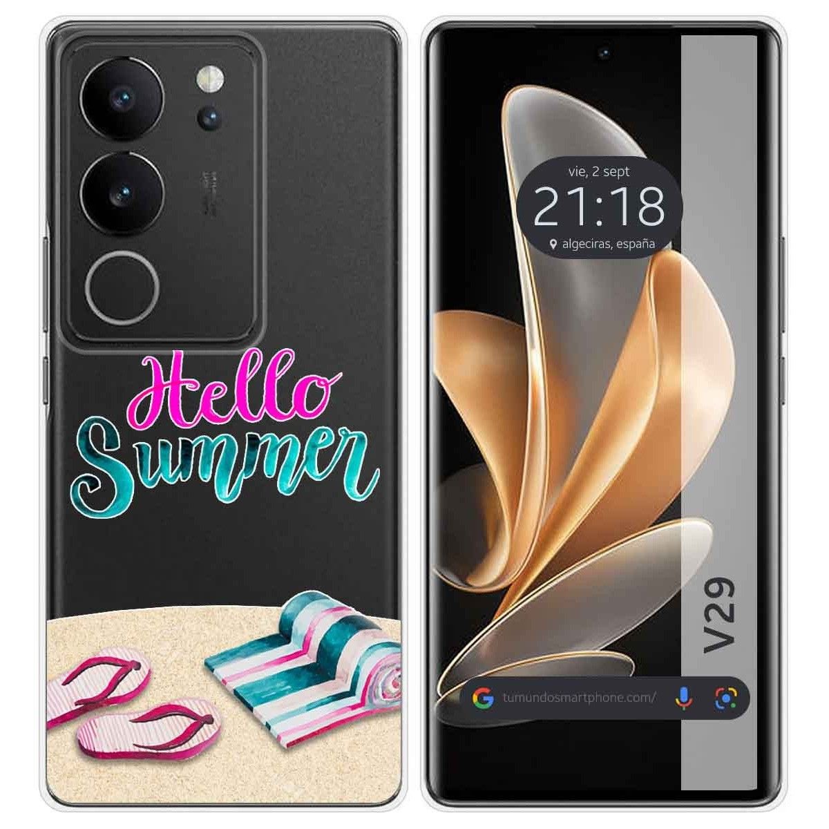 Funda Silicona Transparente para Vivo V29 5G diseño Summer Dibujos