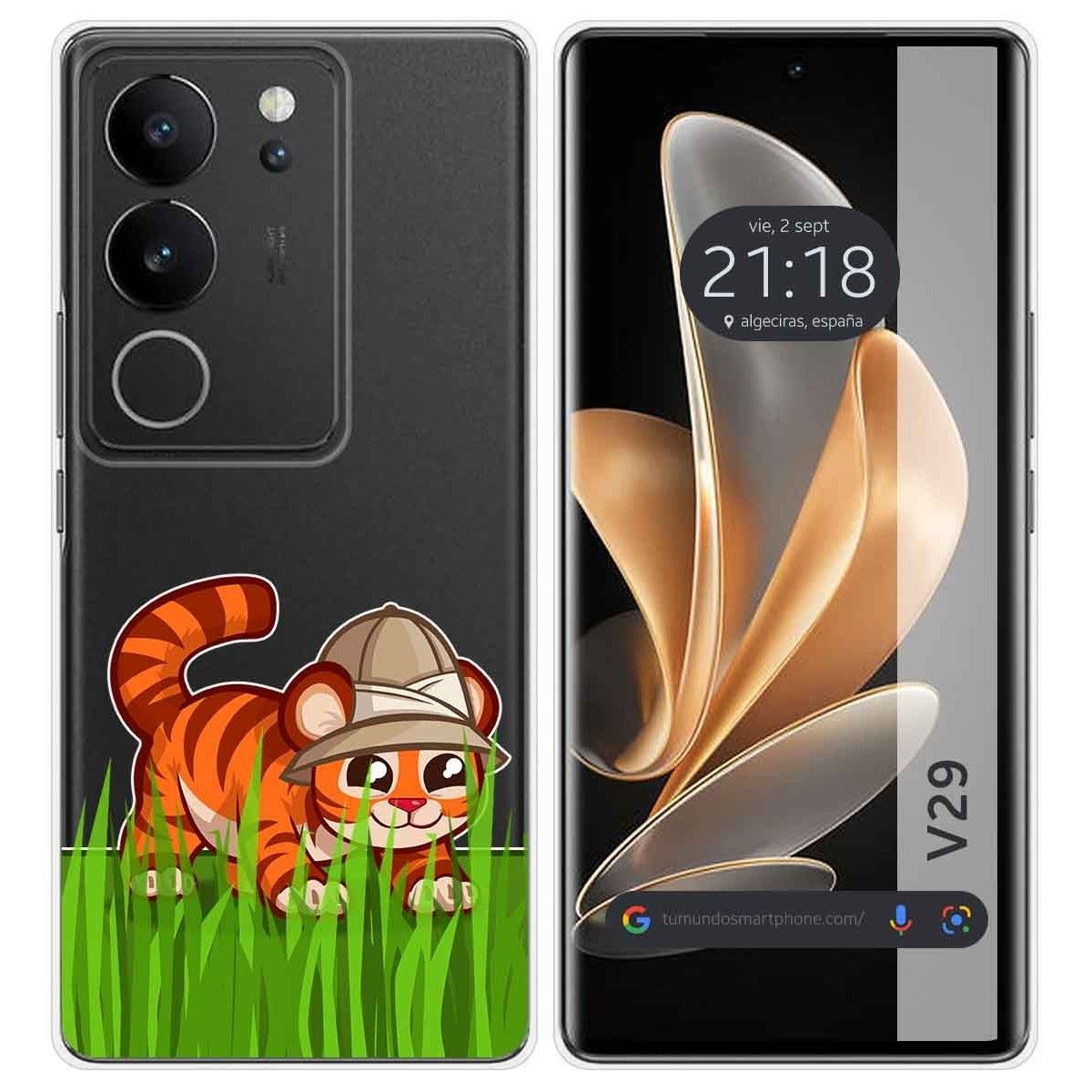 Funda Silicona Transparente para Vivo V29 5G diseño Tigre Dibujos