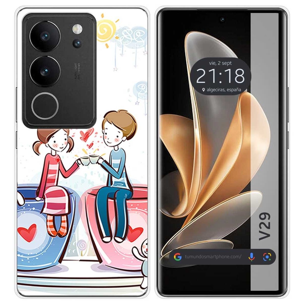 Funda Silicona para Vivo V29 5G diseño Café Dibujos
